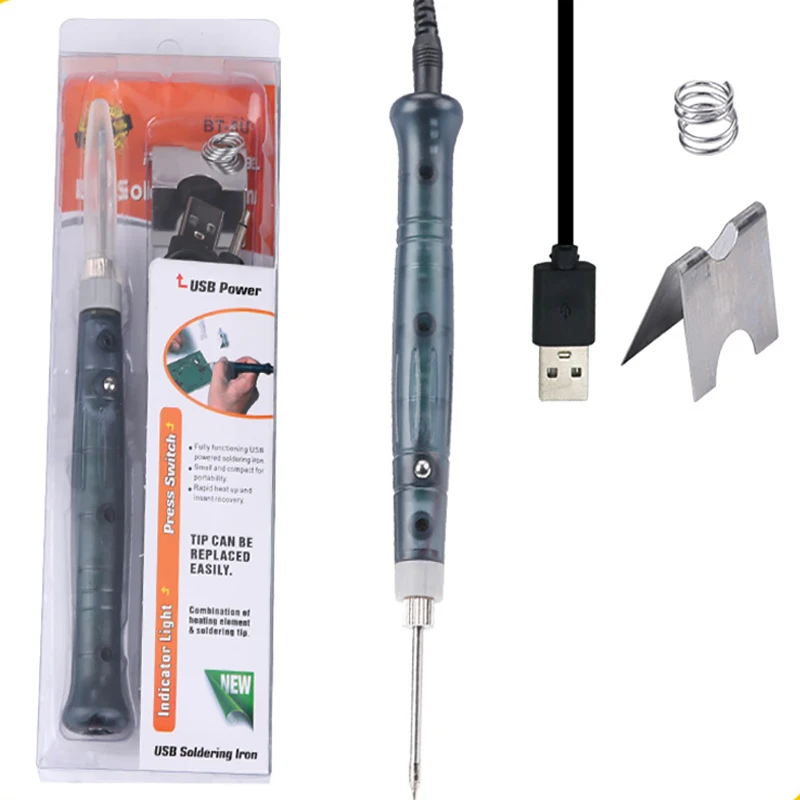 1Set 5V USB Portable Soldering Iron Household Electronic Repair Solder Welding Tool Indicator Light Tin Welding Gun Repair Kit