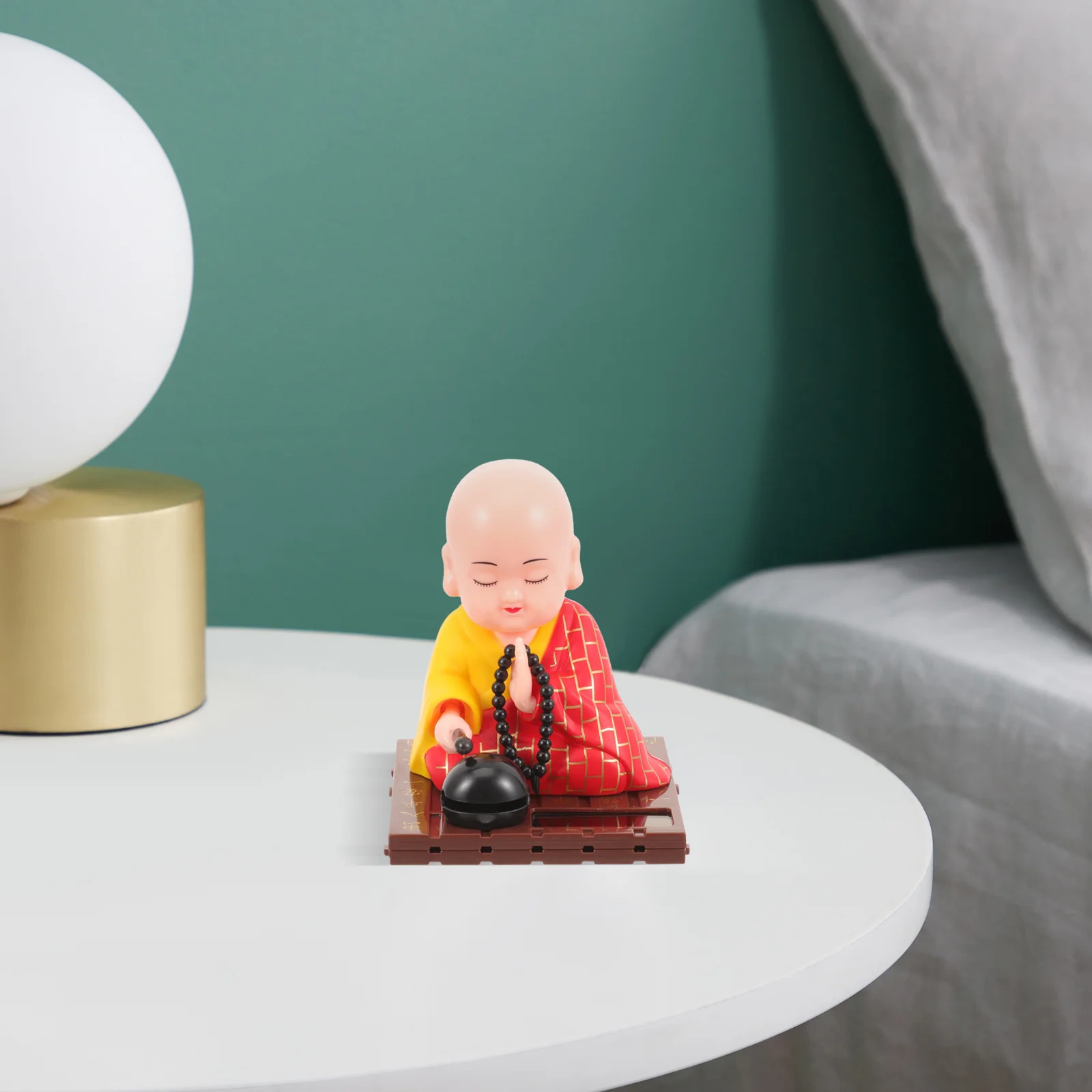 Ornaments Nodding Head Monk Statue Car Interior Decors Bobblehead Figure Solar Figurine Small Dashboard Decoration Shaking