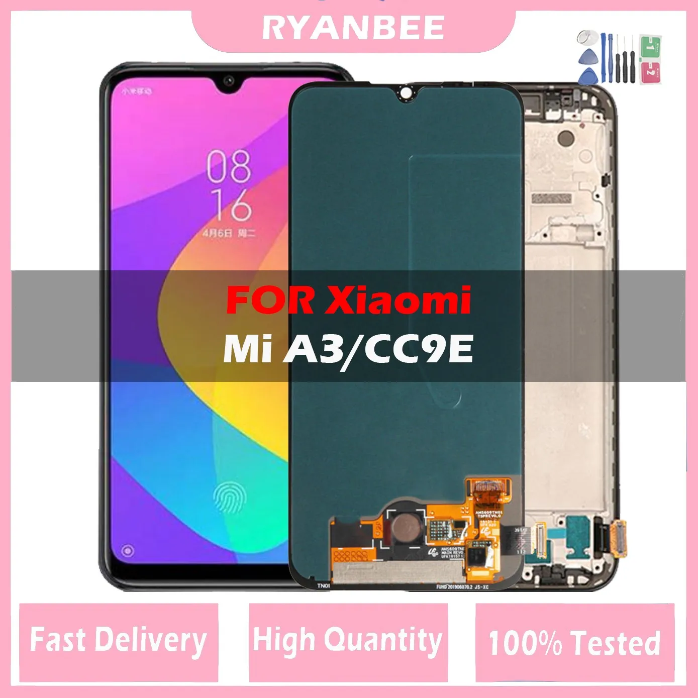 

AMOLED LCD For Xiaomi Mi A3 CC9E Touch Screen Replacement With Frame Display For Mi A3 M1906F9SH M1906F9SI LCD Display Assembly