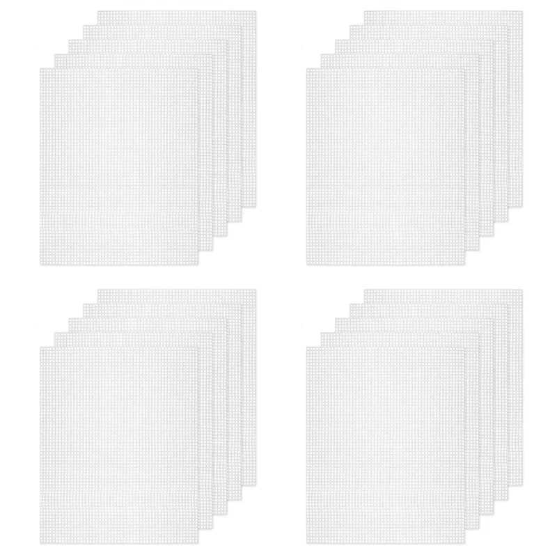 BAAU 20PCS Mesh Plastic Canvas Sheets 19.6X13 Inch For Embroidery Crafting, Acrylic Yarn Crafting, Knit And Crochet Projects