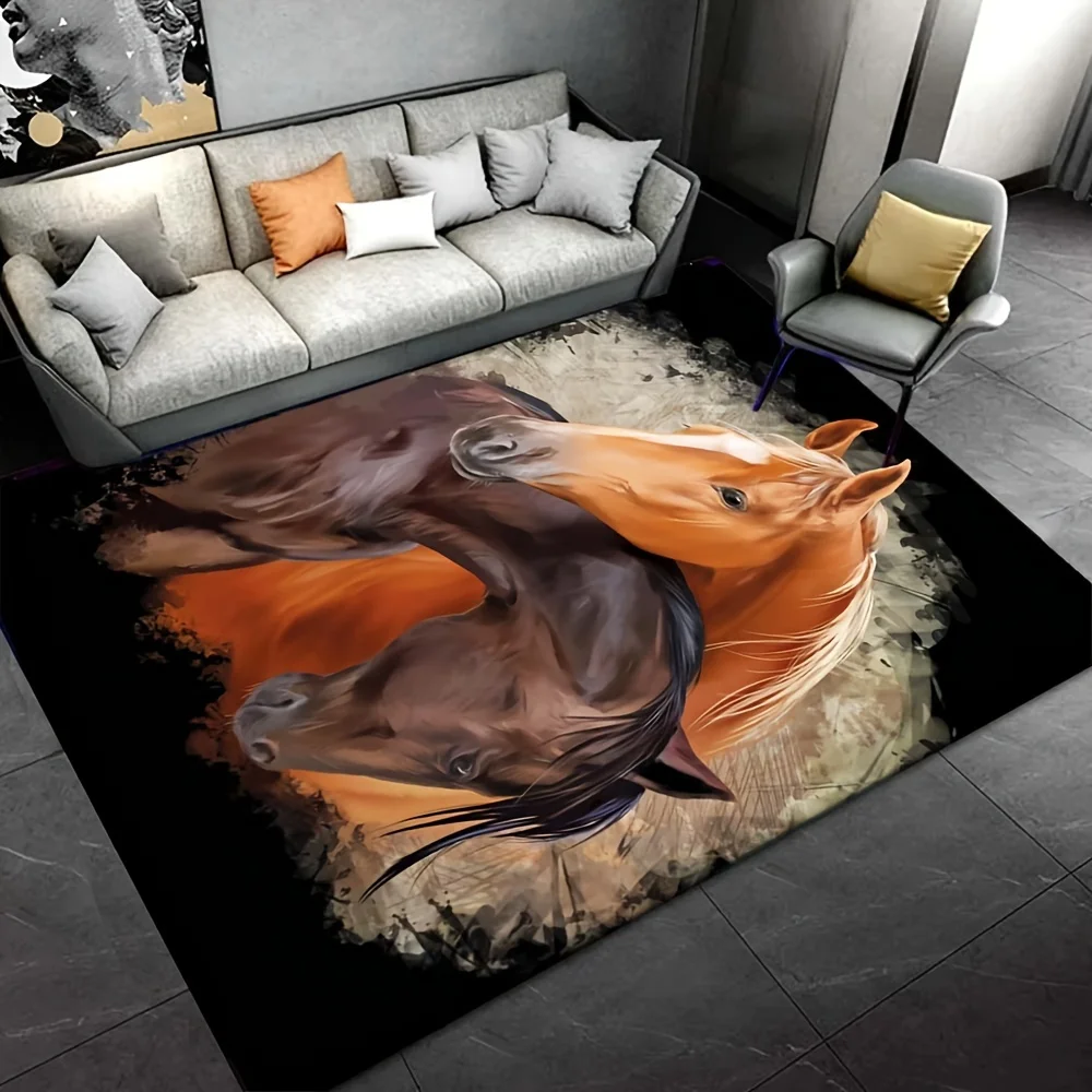 VIKAMA سجادة على شكل خيولين لغرفة النوم، غرفة المعيشة، الدراسة، ممسحة ديكور للمدخل، سجادة أرضية ناعمة ومريحة لديكور المنزل #5