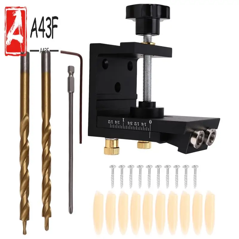 

A43F-Направляющая для карманного сверла, дюбель-джиг, алюминиевый набор для сверления с косым локатором отверстий, столярные инструменты «сделай сам» с дрелью 9 мм