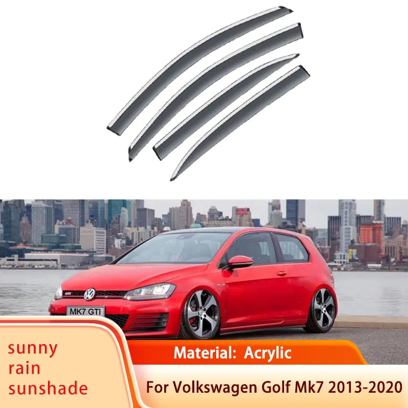 

for Volkswagen VW Golf 7 Mk7 2013~2020 4 Pcs Car Window Visor Awnings Sun Rain Deflector Shelters Shades Guard Accessories 2019