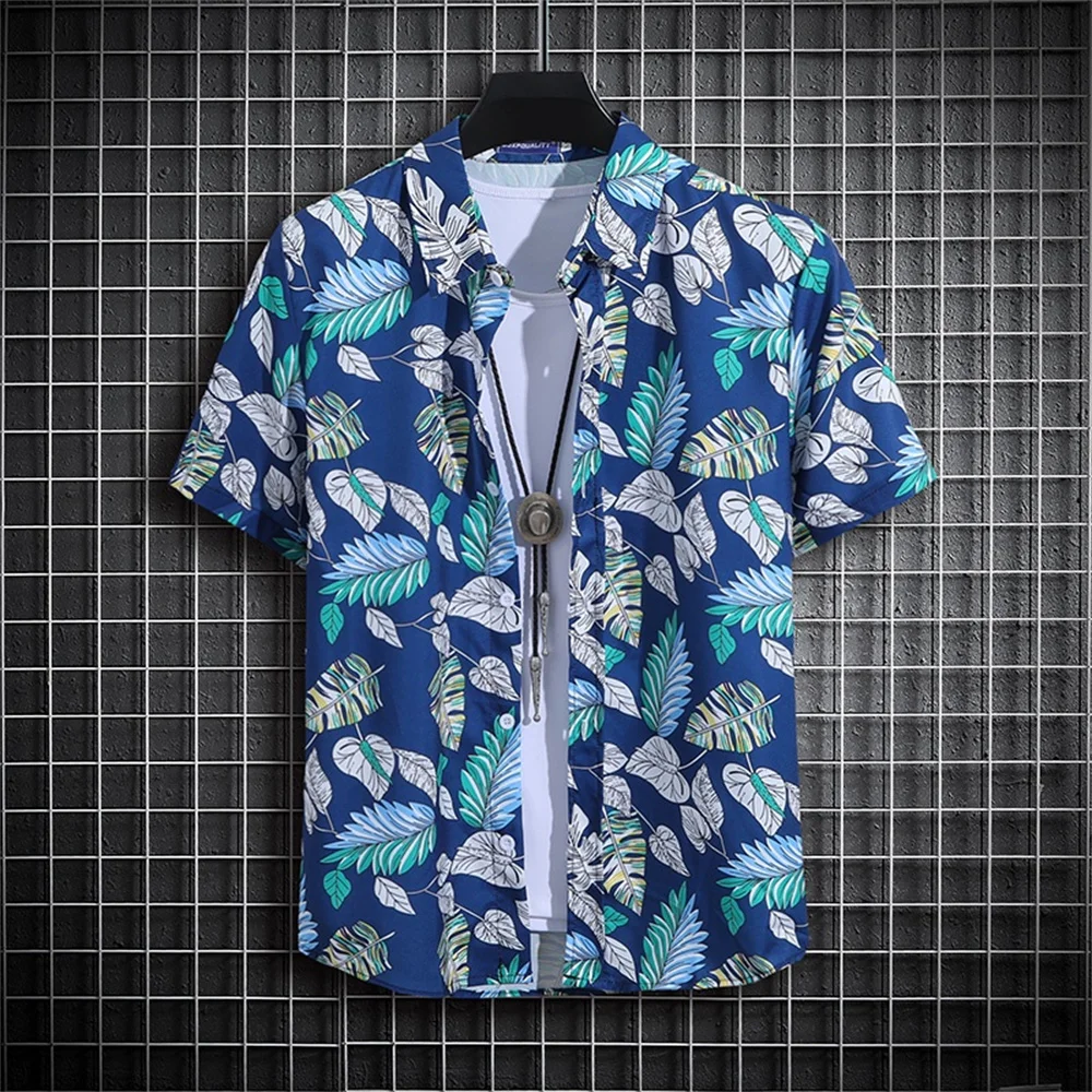 Camisa estampada de manga corta para hombre, Polo de cuello alto, Top informal, ropa de diseñador, verano, Hawaii