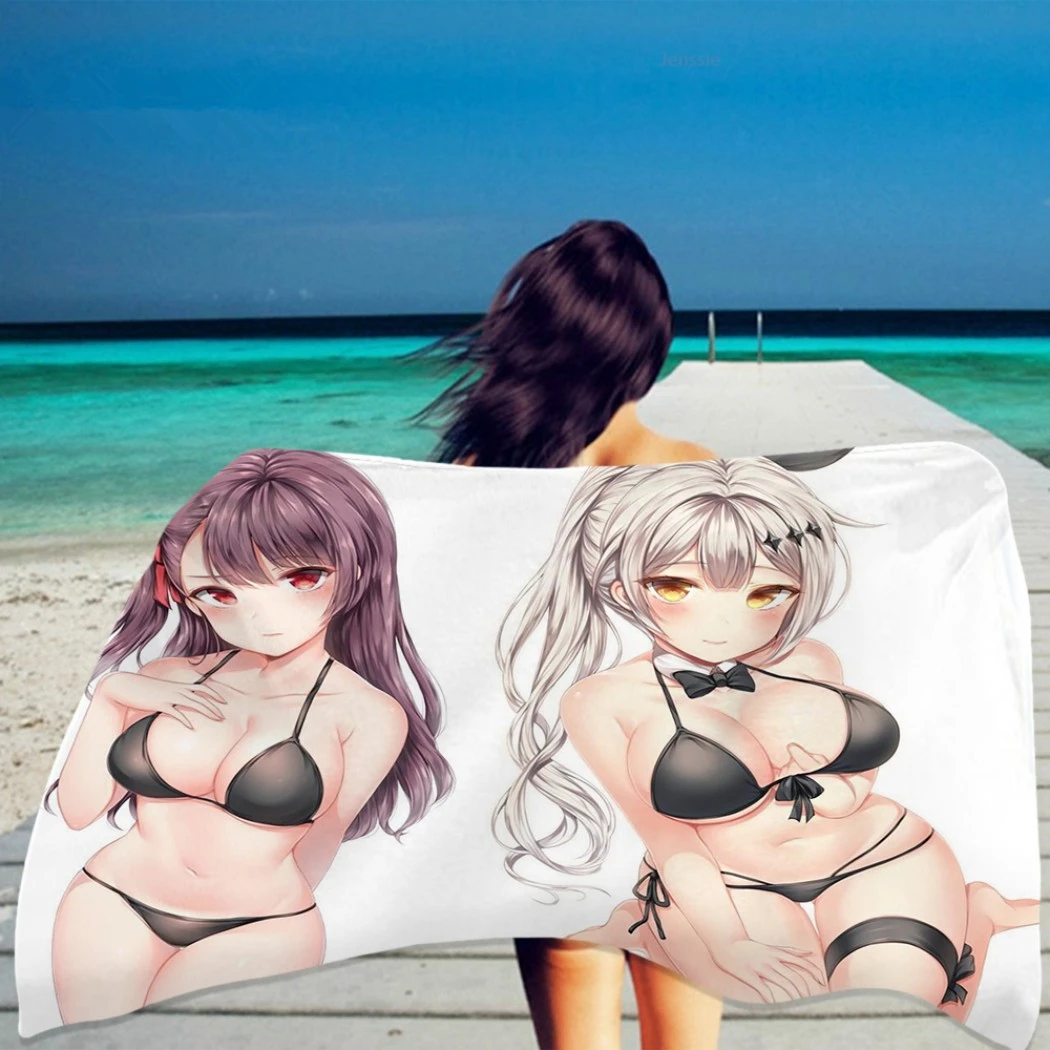 

Sexy Girls Bath Towel Japan Anime Shower Dry Beach Kawaii Bikini Lady Rectangular Absorbent