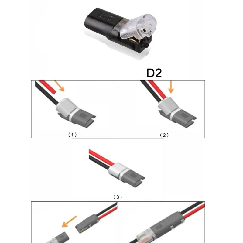 10 Pcs Car Plug Connector 2-Pin Plugable Cable Connector Type-H Wire Cable Plug Connector Solderless Press Terminal