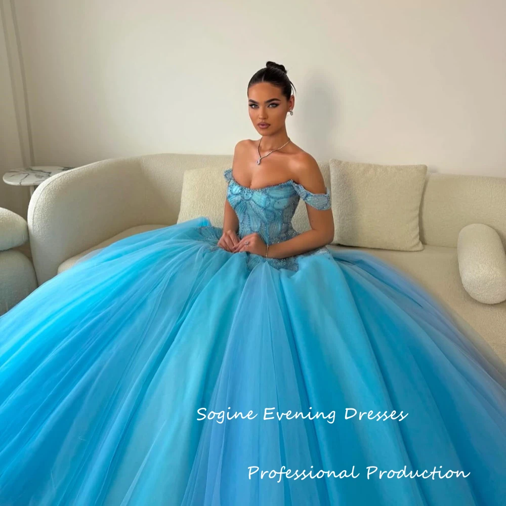 فساتين سهرة فاخرة بدون أكتاف للنساء فستان رسمي لحفلات الكوكتيل من التل النبيل مزين بالترتر فستاين سهرة/فساتين الحفلات الطويلة