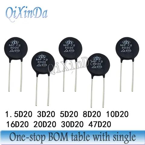 5PCS MF72 1.5D20 3D20 5D20 8D20 10D20 20D20 30D20 47D20 NTC5D-20 NTC10D-20 NTC20D-20 คุณภาพสูง NTC เทอร์มิสเตอร์ตัวต้านทาน