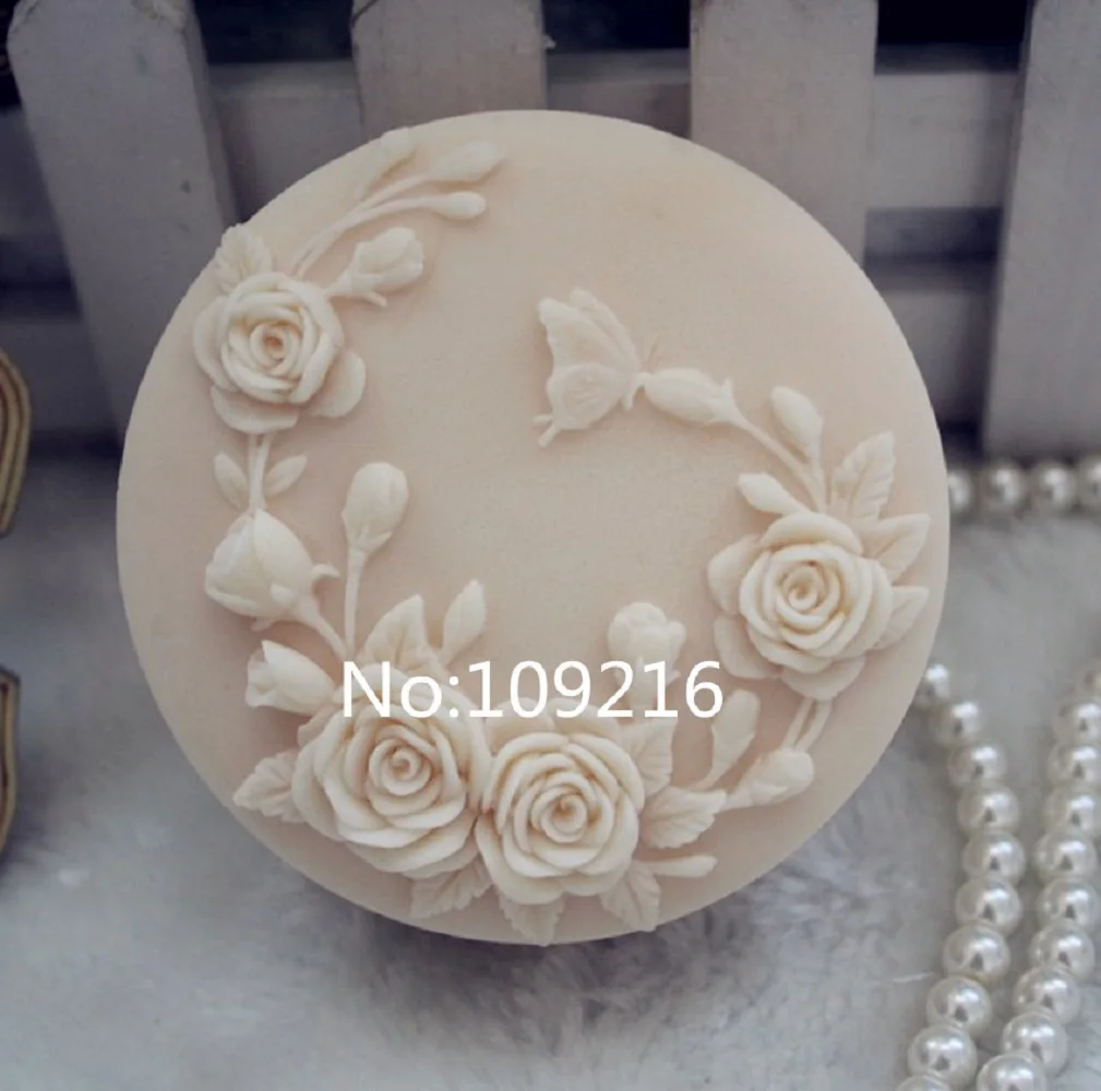 1pcs Butterfly and Flowers (ZX107) Handmade Soap Mold Crafts DIY Silicone Mould