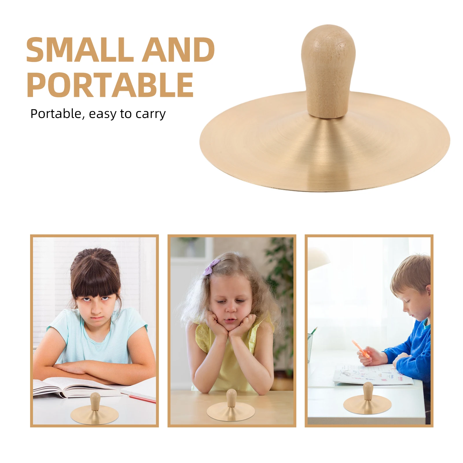 

Children's Percussion Instrument Finger Cymbals with Wooden Handles Props Drum Performance