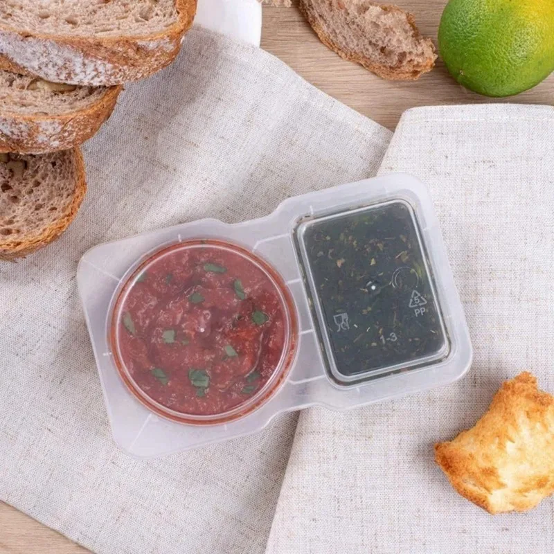 5/10/20PCS Doppel Fach Gewürz Behälter mit Deckel Tragbare Fach Snack Container Sauce Probenahme Picknick reise – Detail 4