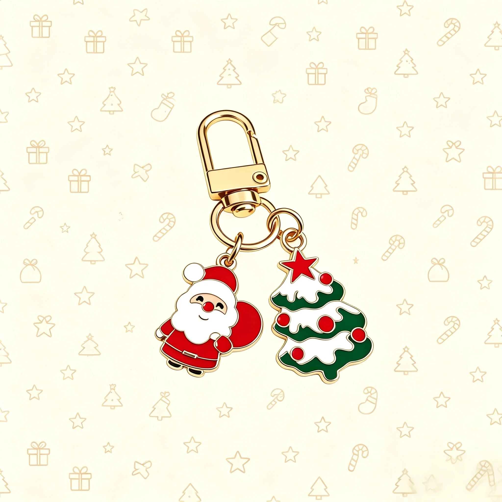 1/5/10 Stück Emaille-Weihnachts-Schlüsselanhänger, Weihnachtsmann und Weihnachtsbaum-Anhänger, Schlüsselanhänger, Rucksack-Dekoration, Geschenk für Feiertage und Partys – Detail 3