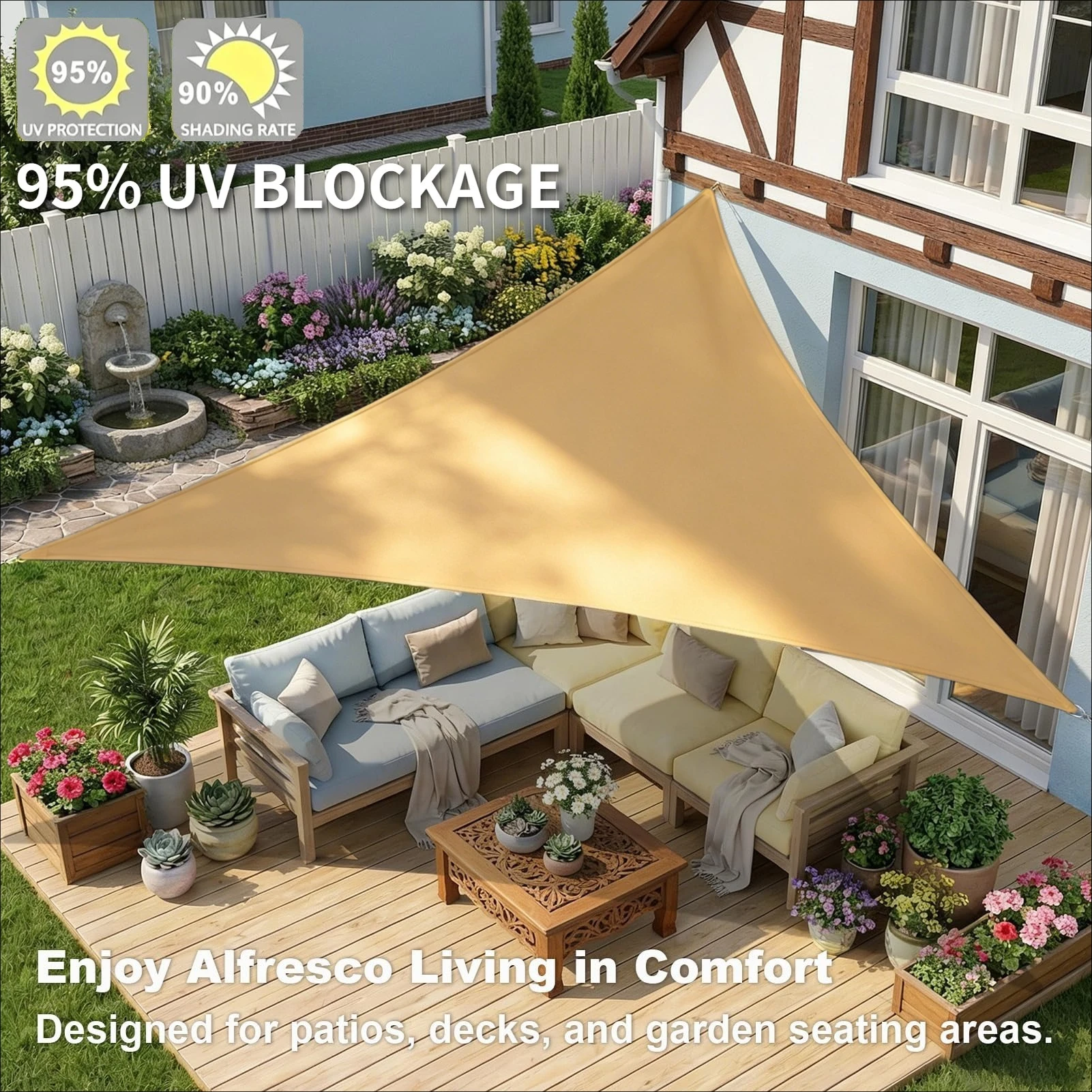 Triangle Sun Shade Sail Waterproof UV Block Outdoor Garden Patio Awning Canopy Triangle Sunshade Sail Camping Shelter Tents