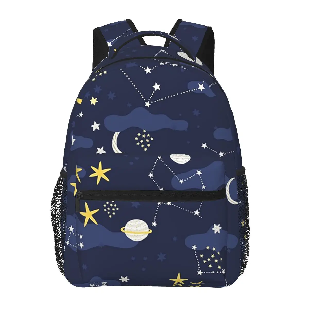 Celestial Moon And Stars Galaxy Student Backpack School Bag Hiking Travel Daypack for Boys Girls Fashion Bookbag Shoulder Bags