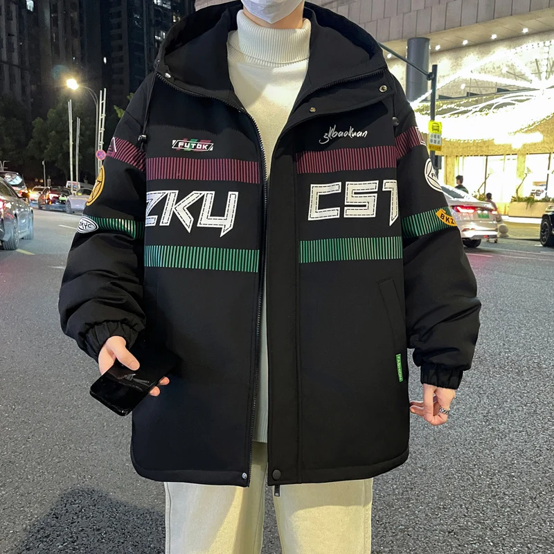 

Youth Fashion Thicken Fleece Liner Hooded Jackets 2025 Autumn Winter Men's Windproof Fleece Warm Coats Outwear Paaded Top Parkas