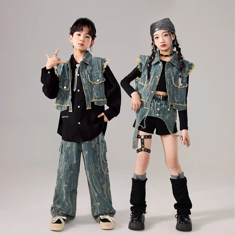 

Kids Performance Dance Clothes Boys Jazz Costume Girls Kpop Stage Outfits Child Hip Hop Clothing Street Dance Wear SL11816