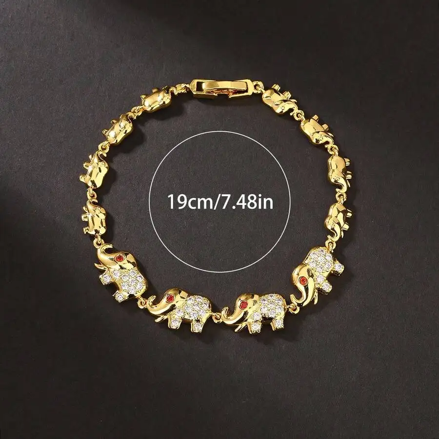 1pc Simple & Fashionable Gold-Plated Elephant Mother & Design Bracelet, Perfect Gift For Women, Suitable For Daily Wear