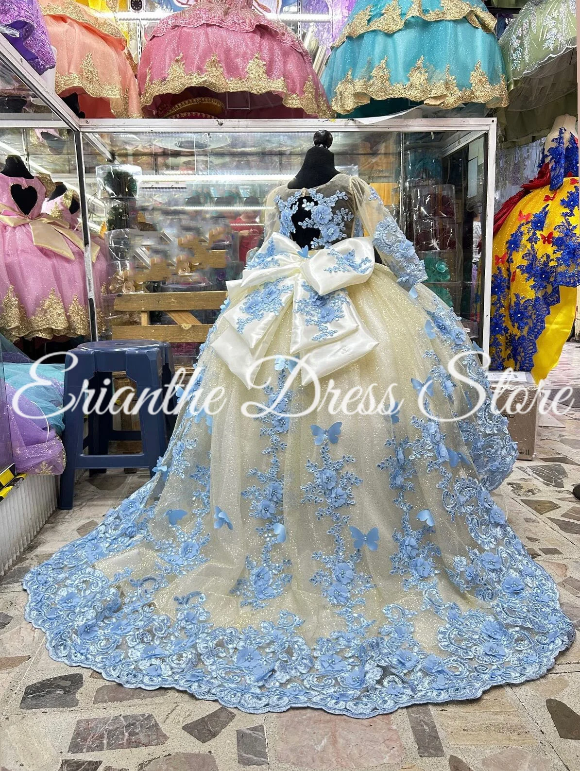 فستان أنيق ثلاثي الأبعاد مزين على شكل فراشة لفتاة الزهور لحفلات الزفاف من التول للأطفال وحفلات أعياد الميلاد الأولى فستاين سهرة/فساتين الحفلات حسب الطلب