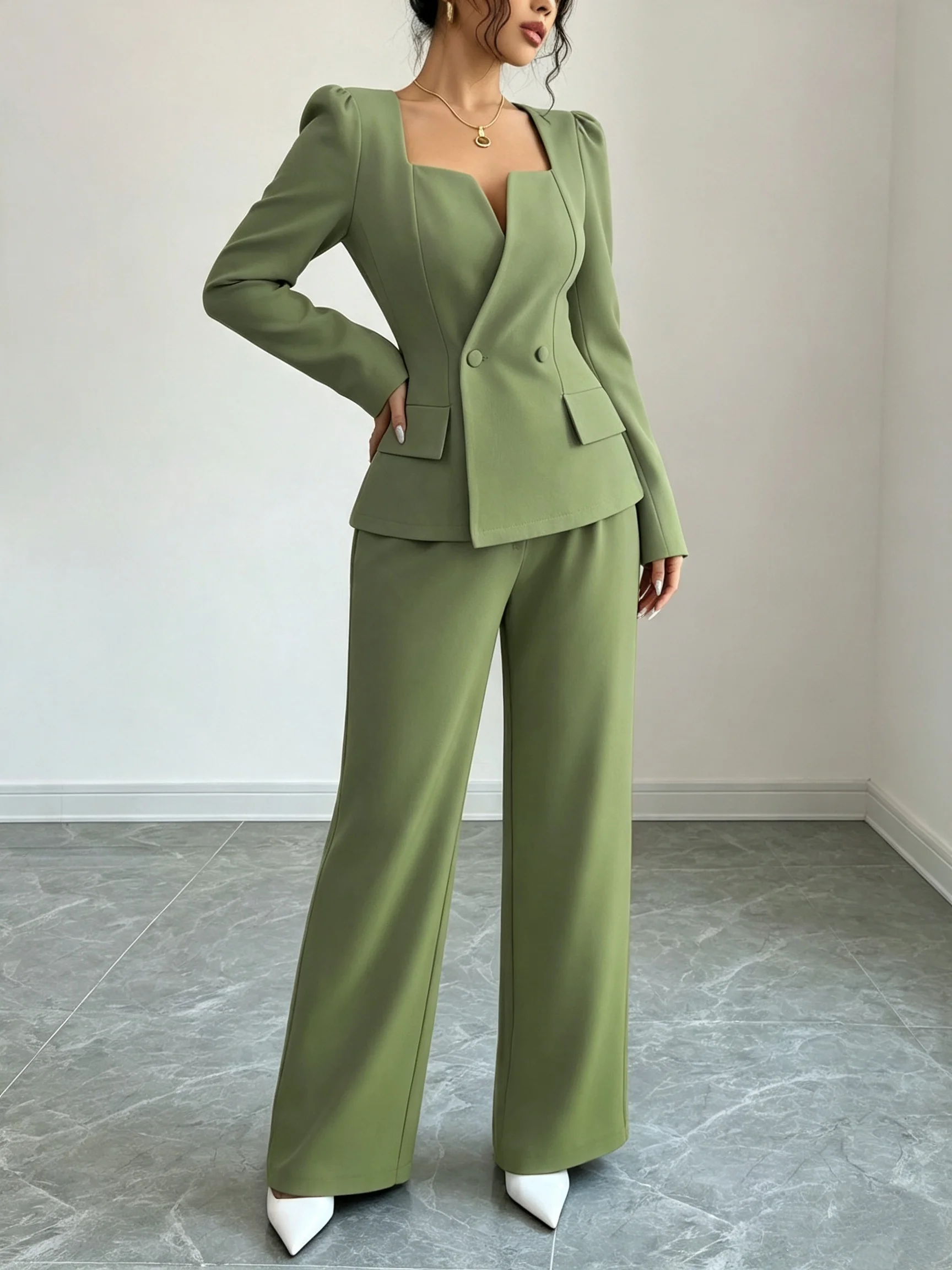 Women Square Neck Blazer 2 Pie - Women'S Fashion Blazer recension och pris