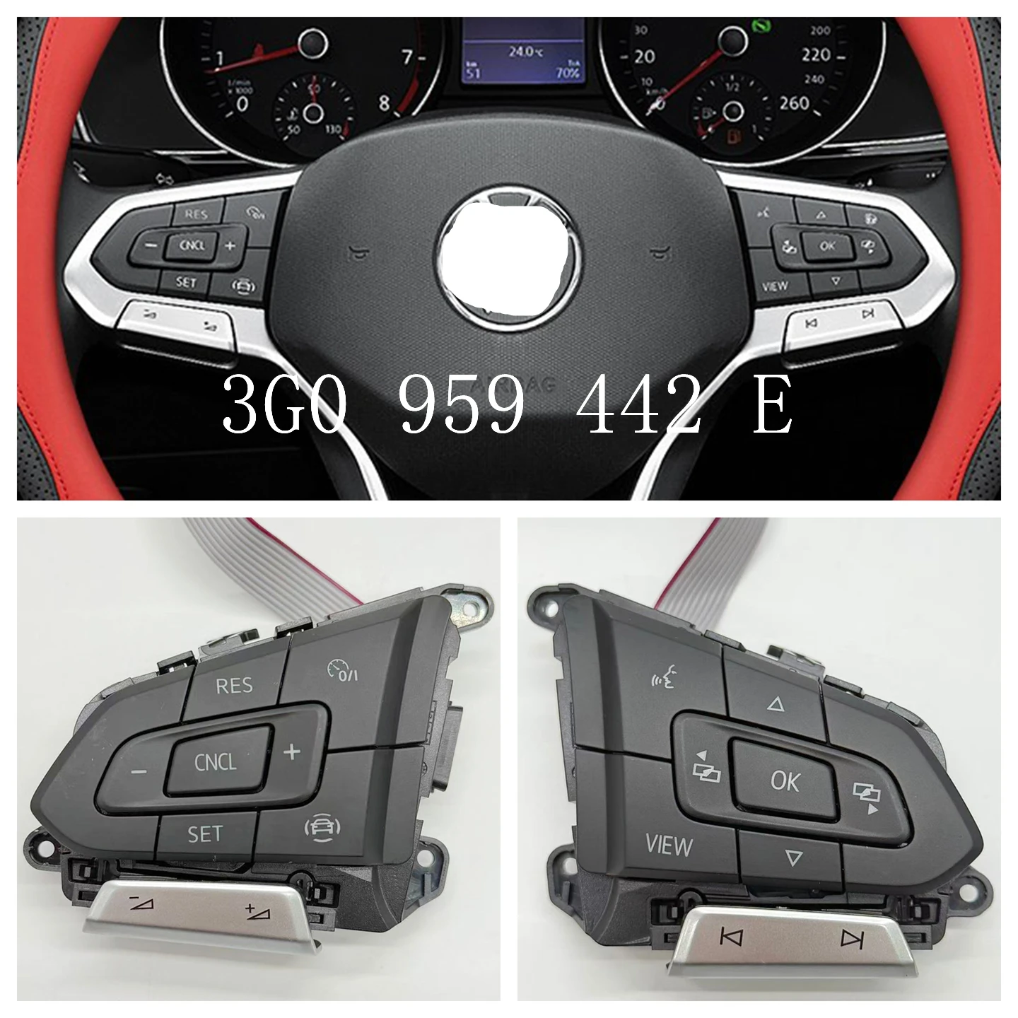 

Подходит для Passat B8 2021-2023 годов, многофункциональная кнопка на руле с поддержкой круиз-контроля 3G0 959 442 E 3G0 959 442 E