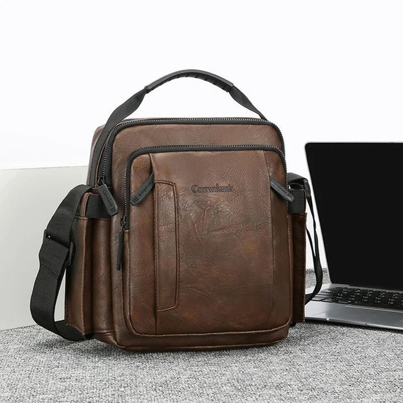 حقيبة كتف رجال الأعمال من الجلد الناعم ذات سعة كبيرة على الطراز العمودي حقيبة كروس مبطنة بالبوليستر حقيبة كلاسيكية SAC