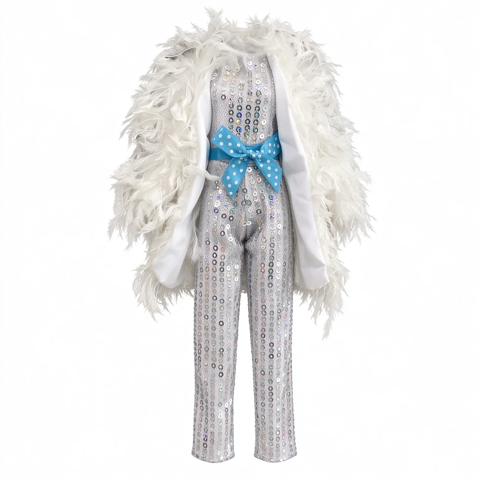1/6 Babi Doll Clothes Accessories Fashion Feather Fur Coat+Sequin Jumpsuit/Silk Jacket Sequinn Skirt For 30cm FR Supermodel Doll