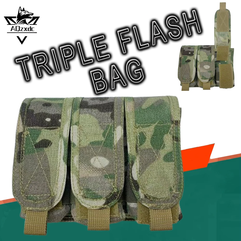 

Tactical Triple Flash Bag Airsoft Molle Koenig Cosplay Accessory Packet Pouch for Outdoor CS Hunting Paintball Shooting