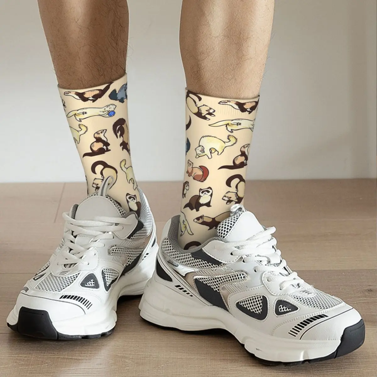 Calcetines de baloncesto de animales de Hurón, medias de tubo medio de poliéster, antideslizantes, Unisex, Hip-hop, regalos para niños