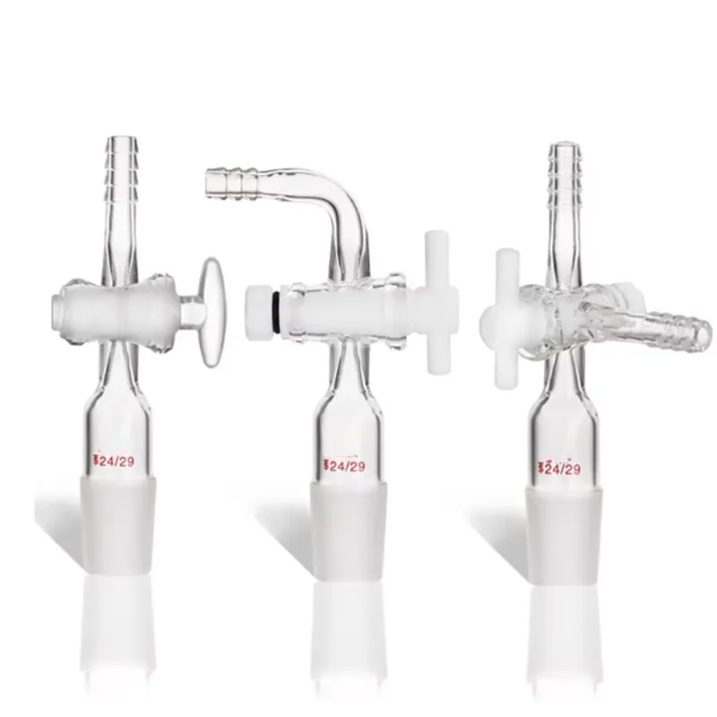 Glass piston air extraction joint elbow with T-shaped PTFE three-way two-way air extraction head plug 14/19/24/29/34