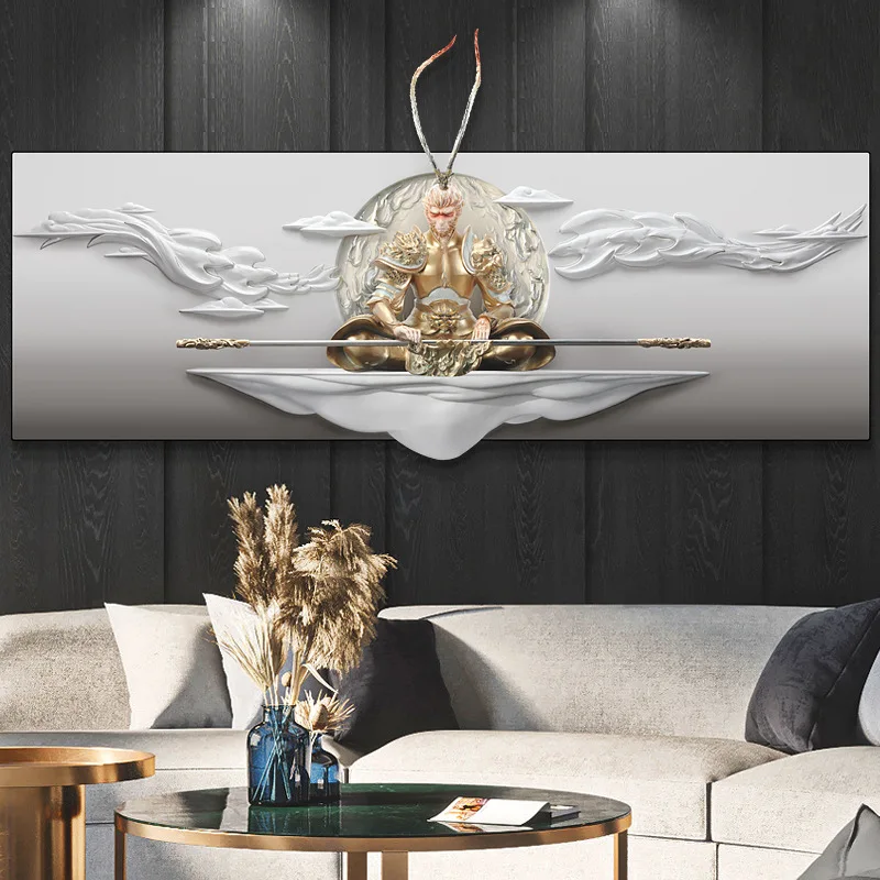 Three-dimensional relief hanging mural bucket defeats Buddha living room sofa background wall decorative painting
