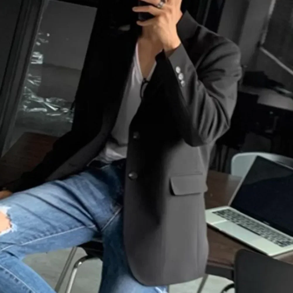 Business Casual For Daily Wear Fashion Streetwear Blazer Korean Style Blazer Lapel Neckline Long Sleeve Regular Length