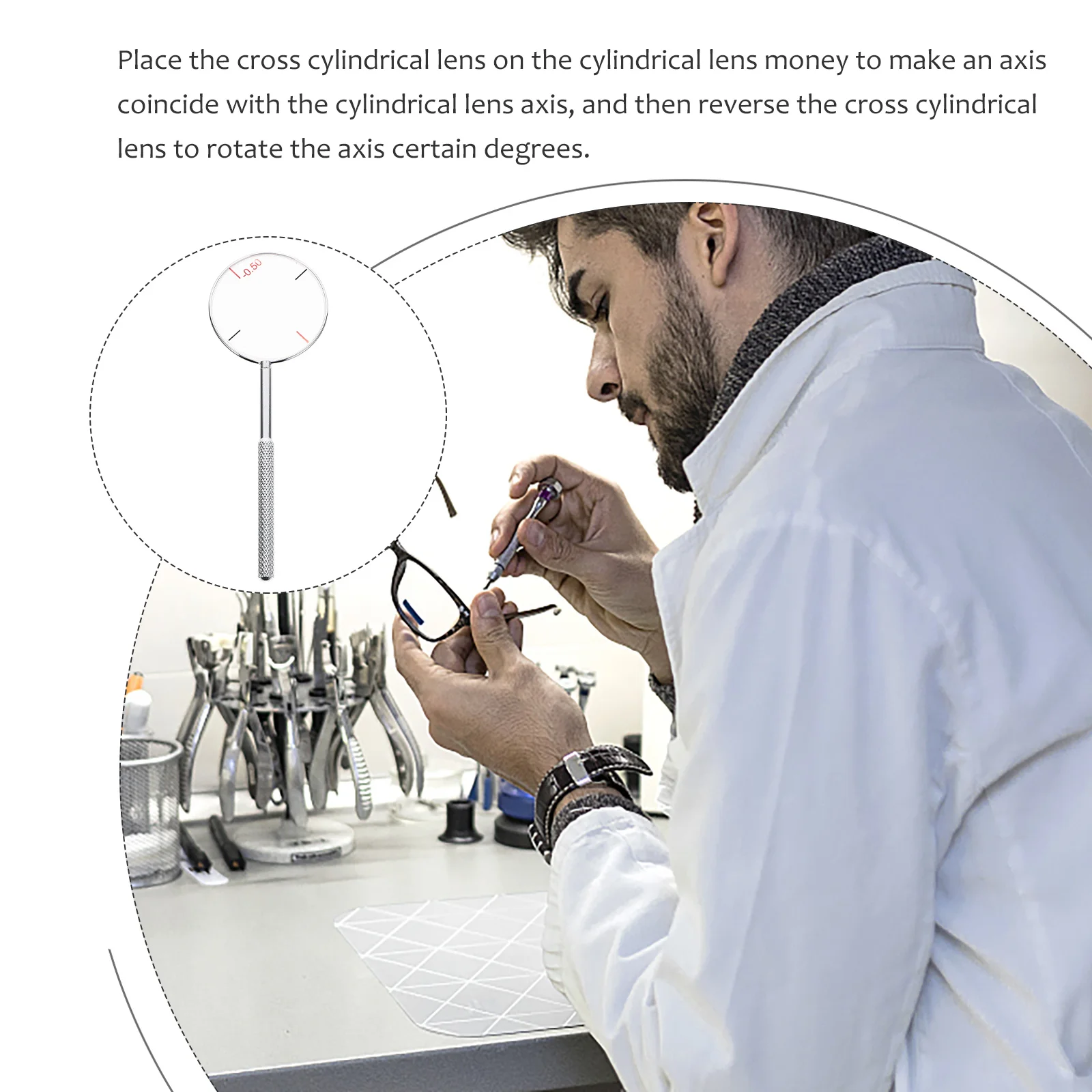 

1Pcs Optical Cross Cylinder Lens Handheld Test Tool for Astigmatism Correction Optical Instruments Diopters Kit Optometry