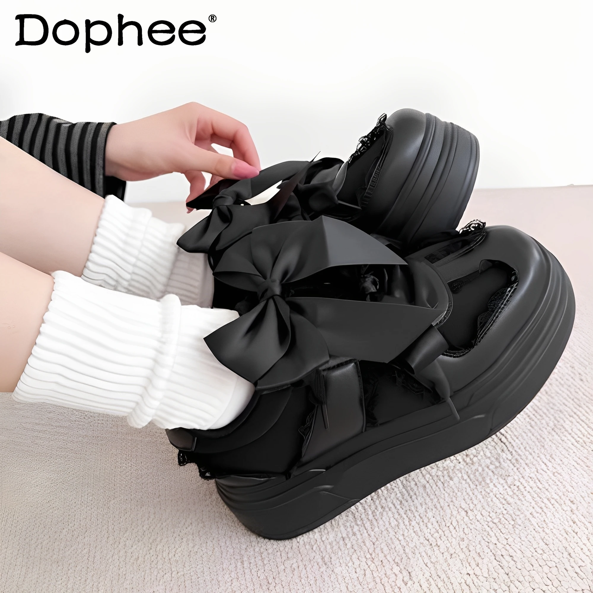 

Новые милые милые кроссовки в японском стиле, весенне-осенние новинки 2025 года, женские туфли на платформе со шнуровкой и бантом, спортивная обувь для девочек