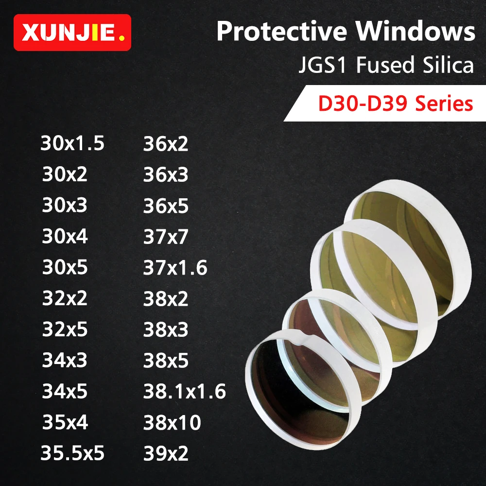 Quartz Fused Silica Lens For Fiber Laser Proteção Windows Série D30-d39 Precitec Raytools Wsx Body 36×5 37×1 37×7