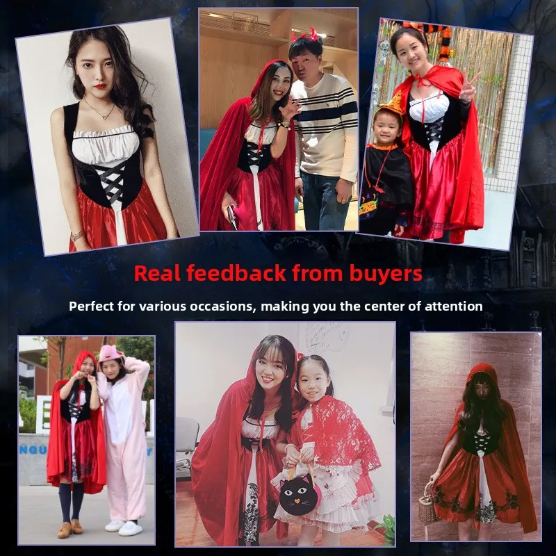 loween Costume Women's Role-plang Wolf andmother Little Red Riding Hood Cosplay Outfit ay Wolf Performance Costume