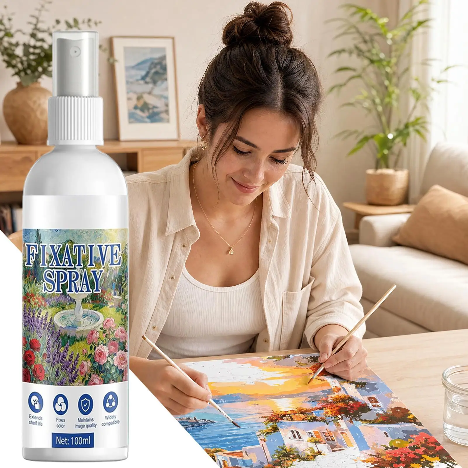 Spray Fixative 100ml Matte Varnish Quick Dry Pastels Drawing Protector Non-Yellowing Sealer for Pencil Charcoal Artwork Painting