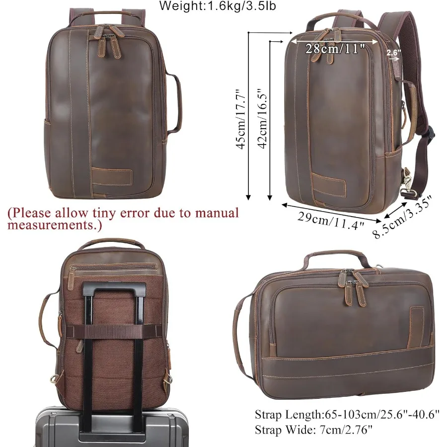 حقيبة ظهر للكمبيوتر المحمول مقاس 15.6 بوصة من Masa Kawa للرجال حقيبة ظهر قابلة للتحويل قابلة للتوسيع حقيبة ظهر كلاسيكية للعمل والسفر #3