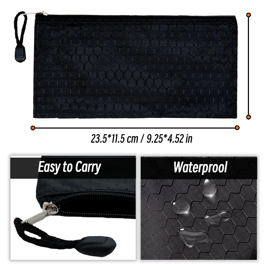 8 Colors Black Grid Pencil Bag Zipper Pouch Bill File Bag Makeup Small Pencil Case Waterproof Office Supplies Travel Accessories