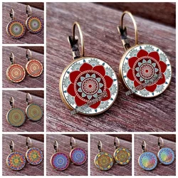 Charm Mandala Art Picture Earrings Henna Crystal Earring Yoga Om Symbol Zen Buddhism Glass Earrings For Women Jewellery