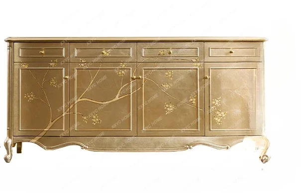 A  luxury side cabinet luxury  restaurant solid wood carving lace cabinet painted cabinet