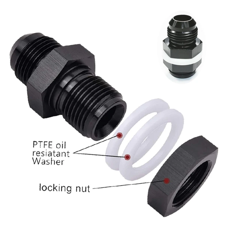Black Aluminum AN6 AN8 AN10 AN12 Fuel Cell Bulkhead Fitting Automotive High Pressure Oil Line Connector
