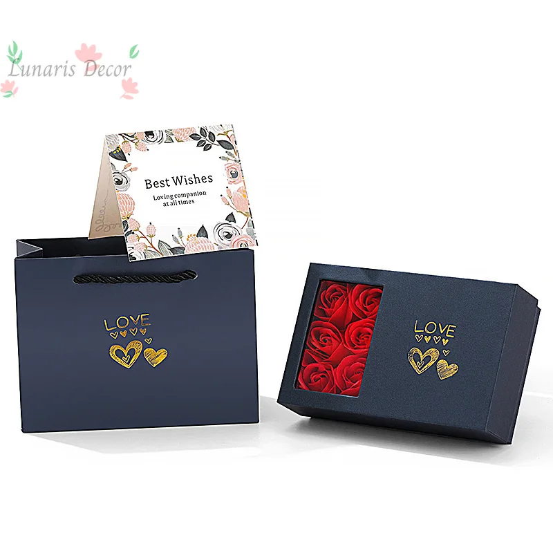 

Valentine's day & qixi festival rose gift box - windowed jewelry box - preserved flower holiday gift set