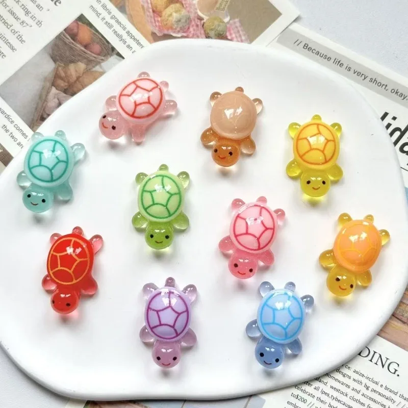 Mini Resin Turtles Night Glow Turtle Figurines Multi-Function Glow in The Night Turtle Miniatures for Micro Landscaping 10pcs