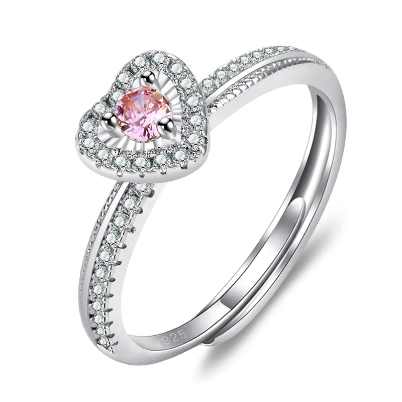 Luxuriöser 925 Sterling Silber Ring mit Herz 5A Zirkonia für Damen Klassischer Hochzeits- und Verlobungsring Feiner Schmuck Geschenk