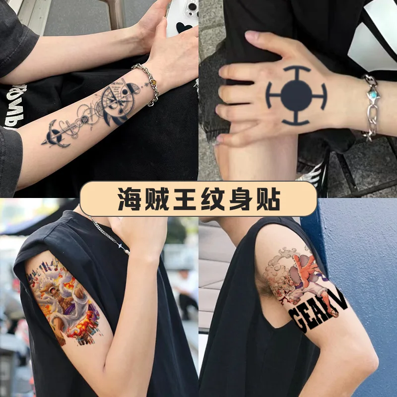 One Piece Anime Temporary Tattoo Stickers Semi-permanent Waterproof Lasting Cartoon Herbal Juice Color Fake Tattoo Arm Men Women