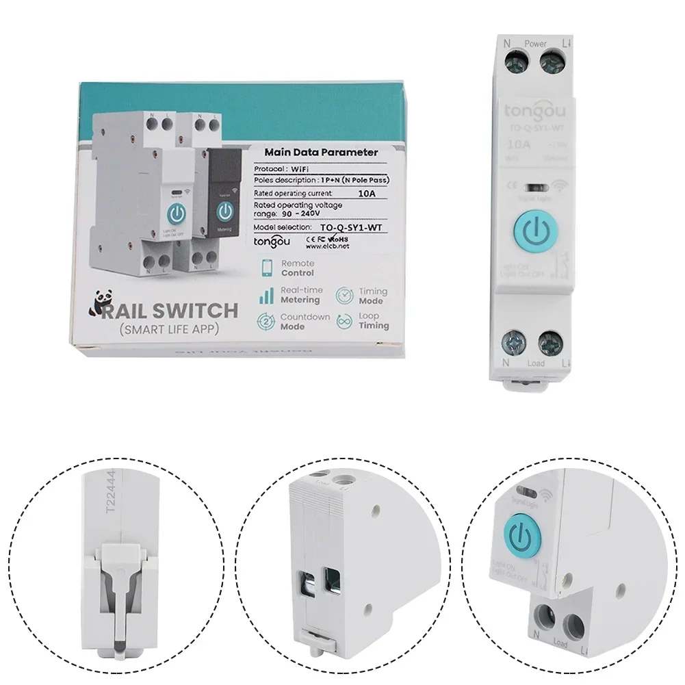 Tuya WiFi Circuit Breaker 1P 10A16A 25A 32A 40A 50A 63A DIN Rail For Home Wireless Remote Control WiFi Switch By APP