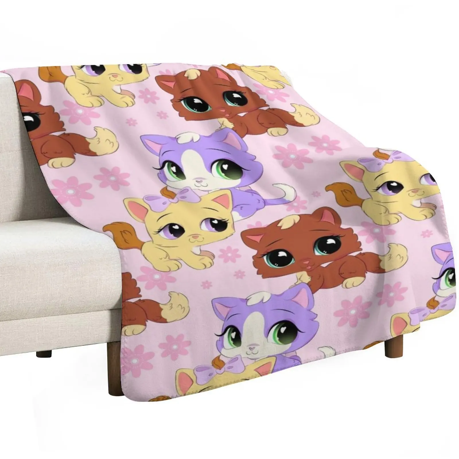 Lps Kittens Throw Blanket Fuzzy Plush Throw Blanket for Sofa Chair