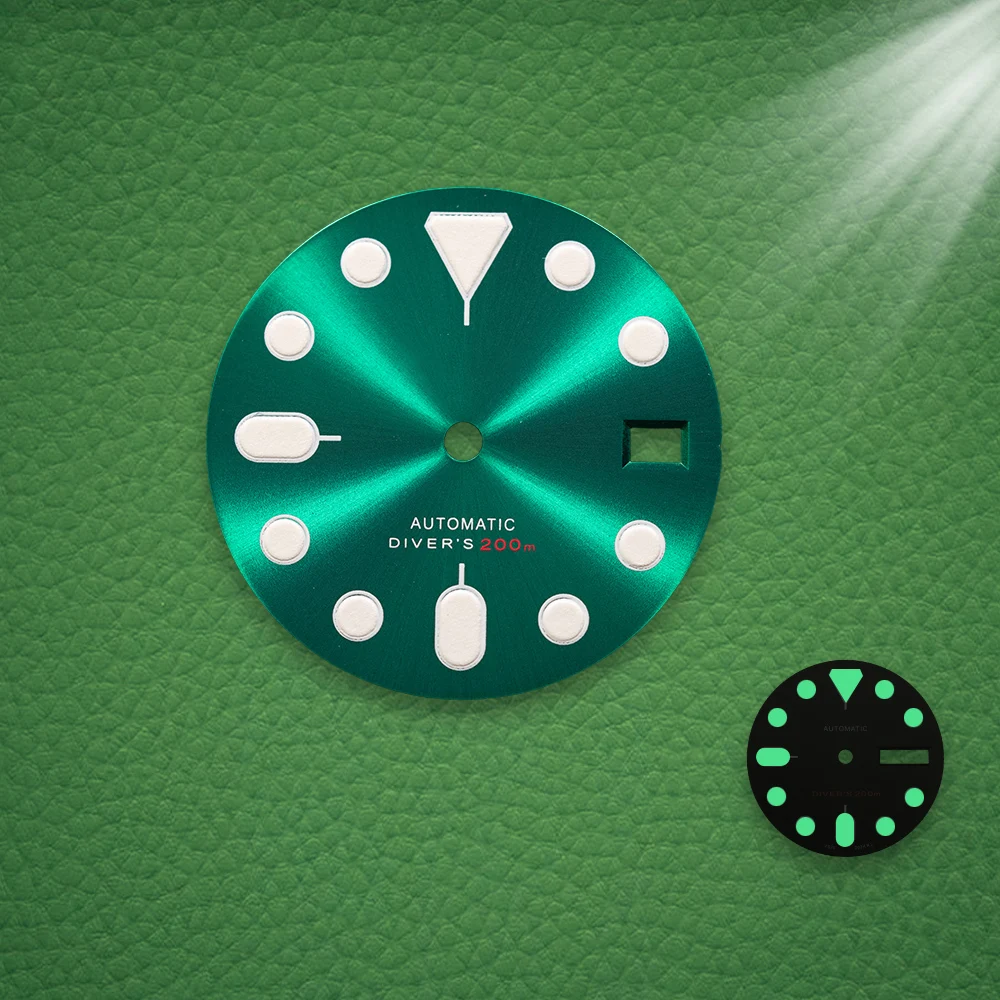 S Logo Dial 28.5mm NH36 Dial Fit NH35/NH36 Japanese Movement C3 Strong Green Luminous Watch Modification Accessories view 2