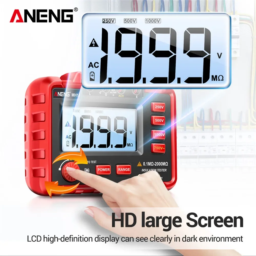 

ANENG MH11 Red Green Color 0.1MΩ-2000MΩ Insulation Resistance Tester Megometro High Voltage Ohm Megohm Megohmmeter Meter Tools