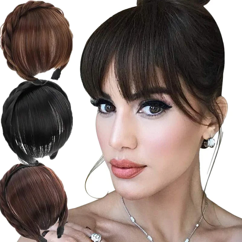 

Fake Hair Headband Fringe Wig Bangs Hairband HairExtension Women Girls Clips In Hair Extension Hair Accessories Hairpiece Clips